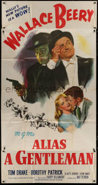 3w0341 ALIAS A GENTLEMAN 3sh 1948 cool art of Wallace Beery with top hat & monocle!