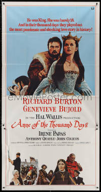 3w0346 ANNE OF THE THOUSAND DAYS int'l 3sh 1970 c/u of King Richard Burton & Genevieve Bujold!