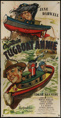 3w0366 CAPTAIN TUGBOAT ANNIE 3sh 1945 great artwork of Jane Darwell & Edgar Kennedy!