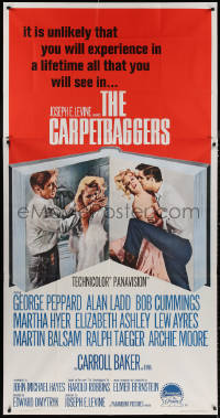 3w0368 CARPETBAGGERS int'l 3sh 1964 Carroll Baker biting George Peppard's hand on book page!