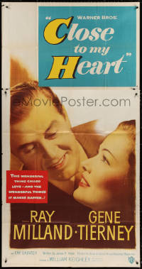 3w0373 CLOSE TO MY HEART 3sh 1951 Gene Tierney & Ray Milland adopt a child, romantic close up!