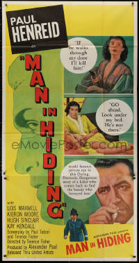3w0434 MAN IN HIDING 3sh 1953 sexy Lois Maxwell with gun will kill Paul Henreid if he shows up!
