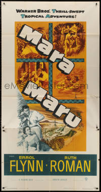 3w0435 MARA MARU 3sh 1952 montage of Errol Flynn & sexy Ruth Roman in the tropical Philippines!