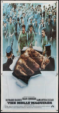 3w0441 MOLLY MAGUIRES int'l 3sh 1970 cool image of coal miner fist punching through poster!