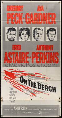 3w0454 ON THE BEACH 3sh 1959 art of Gregory Peck, Ava Gardner, Fred Astaire & Anthony Perkins!