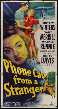 3w0463 PHONE CALL FROM A STRANGER 3sh 1952 Bette Davis, Shelley Winters, Michael Rennie, cool art!