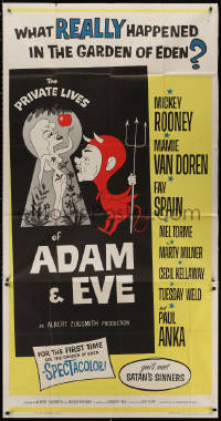 3w0465 PRIVATE LIVES OF ADAM & EVE 3sh 1960 wacky art of sexy Mamie Van Doren & devil Mickey Rooney!