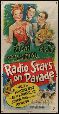 3w0470 RADIO STARS ON PARADE 3sh 1945 art of Wally Brown, Alan Carney & pretty Frances Langford!