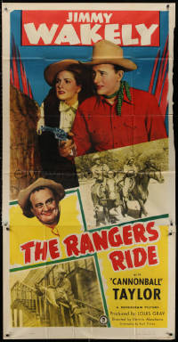 3w0472 RANGERS RIDE 3sh 1948 singing cowboy Jimmy Wakely + Dub Cannonball Taylor, Texas Rangers!