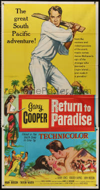 3w0474 RETURN TO PARADISE 3sh 1953 great art of Gary Cooper, from James A. Michener's story!