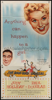 3w0482 SOLID GOLD CADILLAC 3sh 1956 Hirschfeld art of Judy Holliday & Paul Douglas in car!