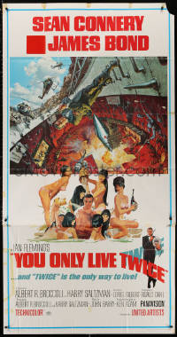 3w0512 YOU ONLY LIVE TWICE 3sh 1967 art of Sean Connery as James Bond by Robert McGinnis & McCarthy!