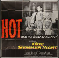 3w0166 HOT SUMMER NIGHT 6sh 1956 Leslie Nielsen, Colleen Miller, HOT with the blast of gunfire!