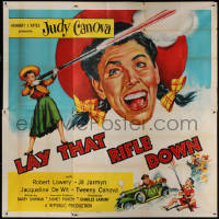 3w0172 LAY THAT RIFLE DOWN 6sh 1955 great wacky artwork of Judy Canova firing big gun!