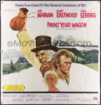 3w0190 PAINT YOUR WAGON int'l 6sh 1969 Ron Lesser art of Clint Eastwood, Lee Marvin & Jean Seberg!