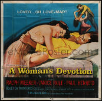 3w0217 WOMAN'S DEVOTION 6sh 1956 artwork of Paul Henreid & Janice Rule, lover... or love-mad!