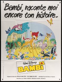 3w1212 BAMBI French 1p R1980s Walt Disney cartoon deer classic, great art with Thumper & Flower!