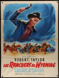 3w1243 CATTLE KING French 1p 1963 cool different art of cowboy Robert Taylor by Roger Soubie!