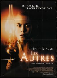 3w1375 OTHERS French 1p 2001 creepy close up image of Nicole Kidman with lantern, horror!