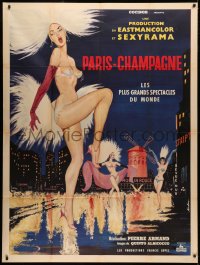 3w1377 PARIS-CHAMPAGNE French 1p 1962 Sinclare art of sexy near-naked Moulin Rouge showgirls!