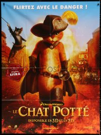 3w1385 PUSS IN BOOTS teaser French 1p 2011 voice of Antonio Banderas in title role as a cartoon cat!
