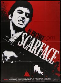 3w1395 SCARFACE French 1p R2013 Al Pacino as Tony Montana with gun, Brian De Palma, Oliver Stone