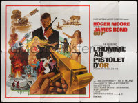 3w1155 MAN WITH THE GOLDEN GUN French 8p 1974 Robert McGinnis art of Roger Moore as James Bond!