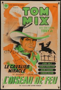3w1167 MIRACLE RIDER chapter 1 French 32x47 1947 Roger Levasseur art of Tom Mix & Tony, ultra rare!