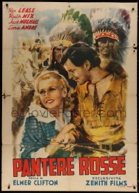 3w0243 CUSTER'S LAST STAND Italian 1p R1940s Ciriello art of Rex Lease & Lona Andre w/Indians, rare!