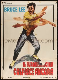 3w1038 FISTS OF FURY Italian 1p R1980s best artwork of Bruce Lee in action by Averado Ciriello!