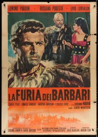 3w0259 FURY OF THE PAGANS Italian 1p 1962 Nistri art of barbarian Edmund Perdom & Rossana Podesta!