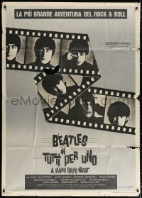 3w0263 HARD DAY'S NIGHT Italian 1p R1982 great image of The Beatles on film strip, rock & roll classic!