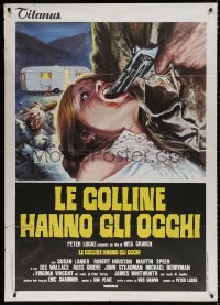 3w1059 HILLS HAVE EYES Italian 1p 1978 Wes Craven, violent different art of girl with gun in mouth!