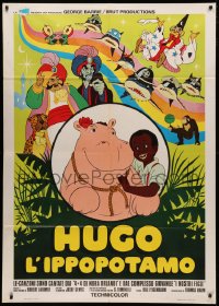 3w1062 HUGO THE HIPPO Italian 1p 1976 cool phantasmagorical Hungarian animated fantasy cartoon!