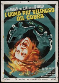 3w1063 HUMAN COBRAS Italian 1p 1971 Renato Casaro horror art of hands reaching for terrified woman!