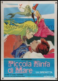 3w1078 LITTLE MERMAID Italian 1p 1981 romantic art of her about to kiss her handsome prince!