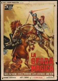 3w1083 MAGIC SWORD Italian 1p 1961 Colizzi art of Gary Lockwood with the most incredible weapon!