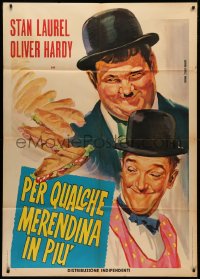 3w1096 PER QUALCHE MERENDINA IN PIU Italian 1p 1970 wonderful art of Laurel & Hardy by Piovano!