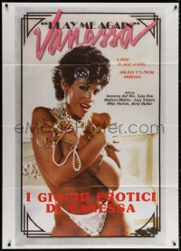3w1099 PLAY ME AGAIN VANESSA Italian 1p 1986 sexy near naked Vanessa Del Rio wearing pearls!