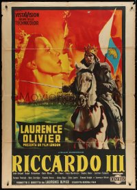 3w0308 RICHARD III Italian 1p 1956 different Olivetti art of Laurence Olivier & pretty Claire Bloom!