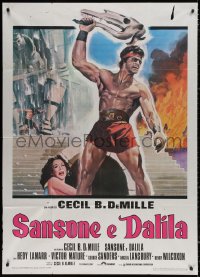 3w0313 SAMSON & DELILAH Italian 1p R1970s DeMille, art of Hedy Lamarr & Victor Mature holding skull!