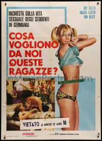 3w1115 SCHULER-REPORT Italian 1p 1973 Mos art of sexy blonde female student undressing!