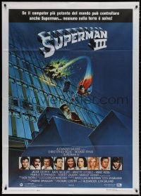 3w1128 SUPERMAN III Italian 1p 1983 art of Christopher Reeve flying with Richard Pryor by L. Salk!
