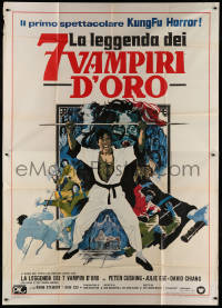 3w0048 7 BROTHERS MEET DRACULA Italian 2p 1975 kung fu horror, art by Vic Fair & Arnaldo Putzu!