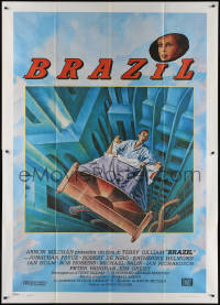 3w0889 BRAZIL Italian 2p 1985 Terry Gilliam, Jonathan Pryce, cool sci-fi fantasy art by Lagarrigue!