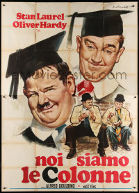 3w0058 CHUMP AT OXFORD Italian 2p R1969 art of Laurel & Hardy in graduation caps by Ezio Tarantelli!