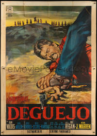 3w0064 DEGUEJO Italian 2p 1966 Gasparri spaghetti western art of cowboy's hand with gun stepped on!