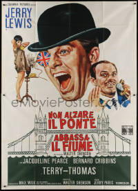 3w0066 DON'T RAISE THE BRIDGE, LOWER THE RIVER Italian 2p 1968 wacky art of Jerry Lewis in London!