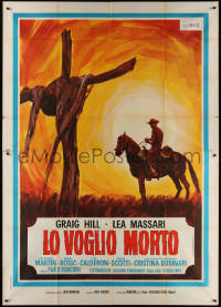 3w0076 I WANT HIM DEAD Italian 2p 1968 cool spaghetti western art of Craig Hill on horse by grave!
