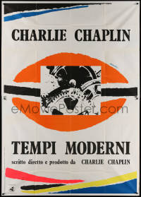 3w0094 MODERN TIMES Italian 2p R1972 Charlie Chaplin, different artwork by Monachesi!